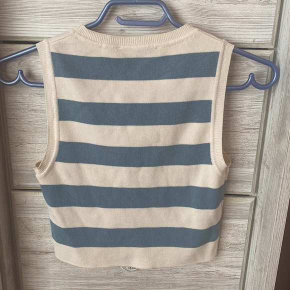 Zara cropped knit tank BLUE AND OFF WHITE - Picture 3 of 3